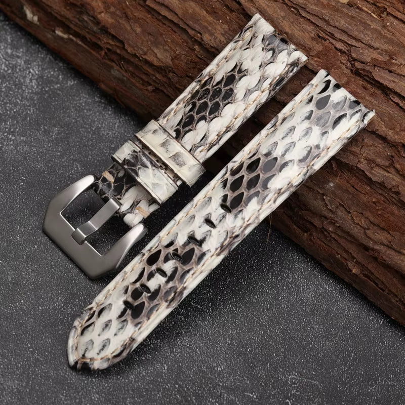 Handmade Leather Watchband 20 22 24 26MM Green Bule White Snakeskin Men'S Vintage Bracelet Men Watch Bracelet Vintage Style