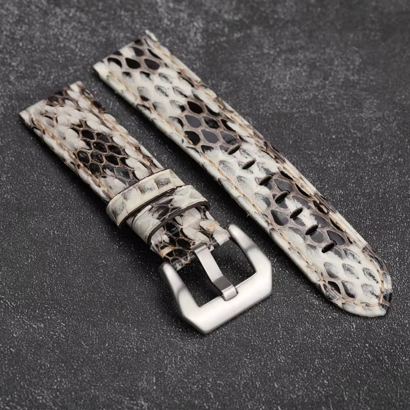 Handmade Leather Watchband 20 22 24 26MM Green Bule White Snakeskin Men'S Vintage Bracelet Men Watch Bracelet Vintage Style