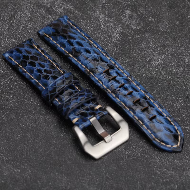 Handmade Leather Watchband 20 22 24 26MM Green Bule White Snakeskin Men'S Vintage Bracelet Men Watch Bracelet Vintage Style